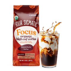Four Sigmatic organic high caffeine lion's mane ground coffee bag—bold aroma for alert mornings.