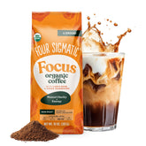 Four Sigmatic Lion's Mane Ground Coffee bag close-up with rich aroma for focus.