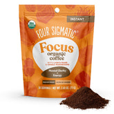 Four Sigmatic Organic Mushroom Coffee bag front highlighting instant blend for quick focus.
