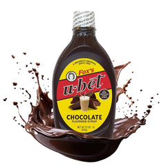 FOX'S U-BET syrup bottle pour over dessert for rich flavor.