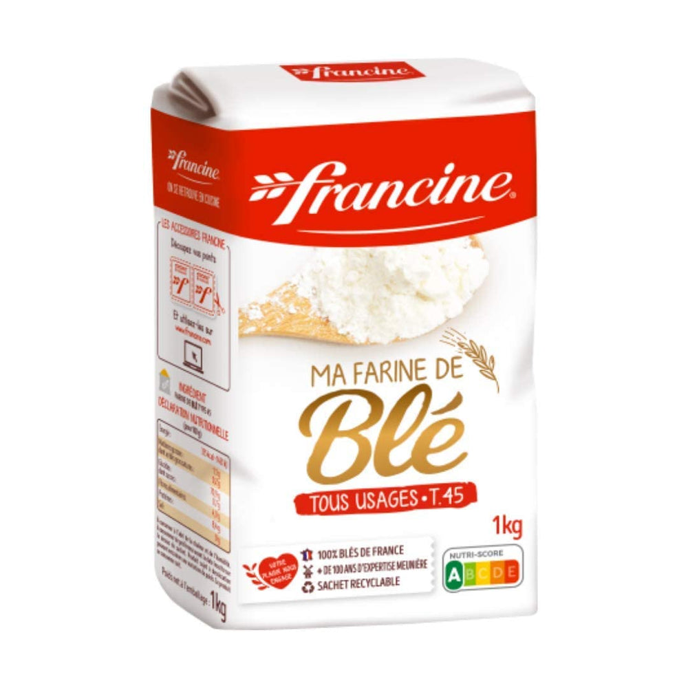 Francine T55 flour 2-pack bag, ideal for versatile breads, pastries, and desserts.