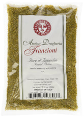Francioni fennel pollen from Tuscany in a jar, enhances aroma and flavor finishing dishes.