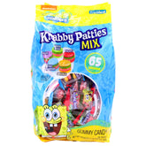 Frankford SpongeBob Krabby Patties gummies in mixed fruit colors, perfect for party favors and sharing.