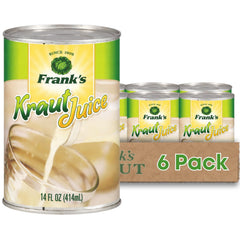 Frank’s Kraut Juice 14oz can – front view, tangy flavor ideal for cooking and sipping.