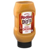 Frank's RedHot Dip'n Secret Chicken sauce in inverted bottle for mess-free pouring