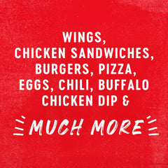 Franks RedHot Garlic Buffalo Wings Sauce label—professional branding for back-of-house use.