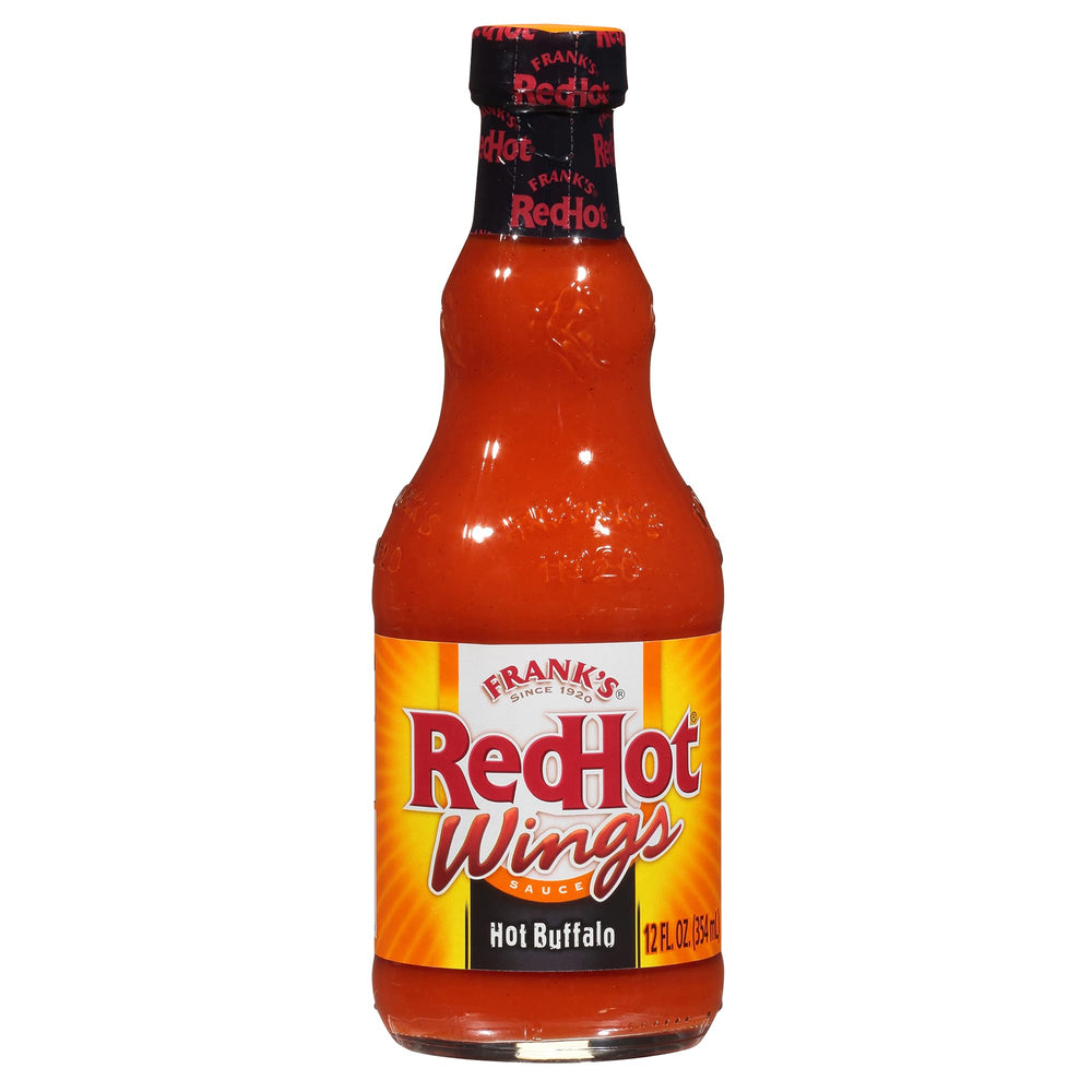 Franks RedHot Buffalo Wings sauce bottle showcasing extra heat for wings