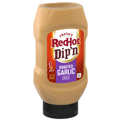 Frank's RedHot Roasted Garlic Sauce bottle view highlights bold flavor and versatility.
