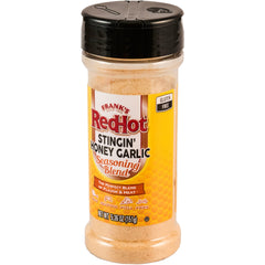 Frank's RedHot Stingin' Honey Garlic Seasoning Blend jar front, gluten-free flavor boost for meals.