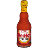 Franks RedHot Xtra Hot Cayenne bottle front showing bold heat and flavor.