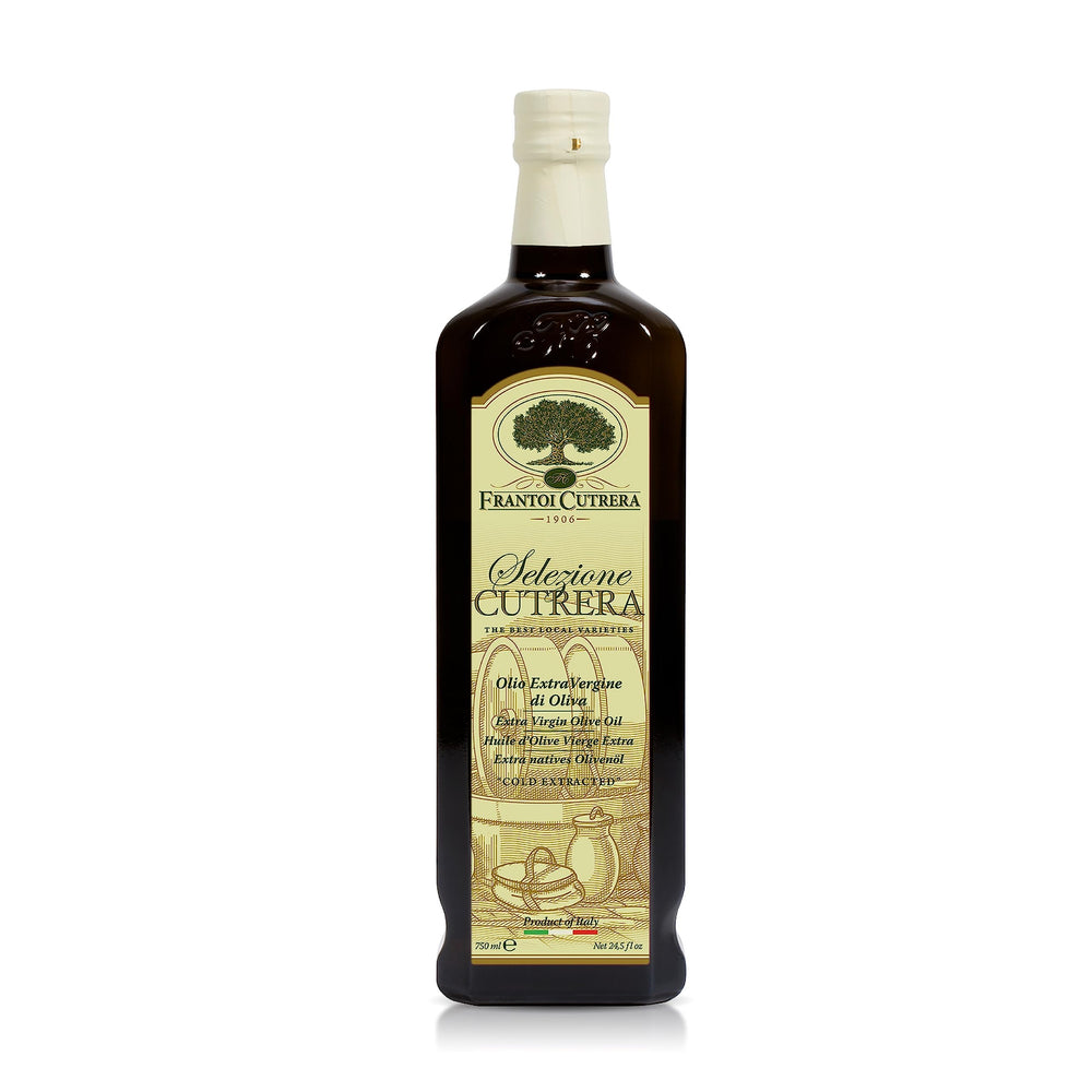 Frantoi Cutrera Selezione bottle of Sicilian extra virgin olive oil for dipping and finishing