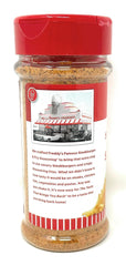 Packaging front label of Freddy's Sreakhouse seasoning for easy shelf recognition