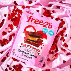 Free 2b sun cups served on a plate for sharing at Valentine's celebrations.