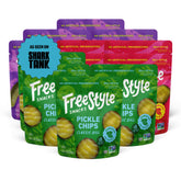 Freestyle Snacks pickle variety pack shows 3 flavors for convenient, on-the-go snacking.