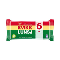 Freia Kvikk Lunsj milk chocolate wafers in a 2x3 pack, perfect for on-the-go snacking