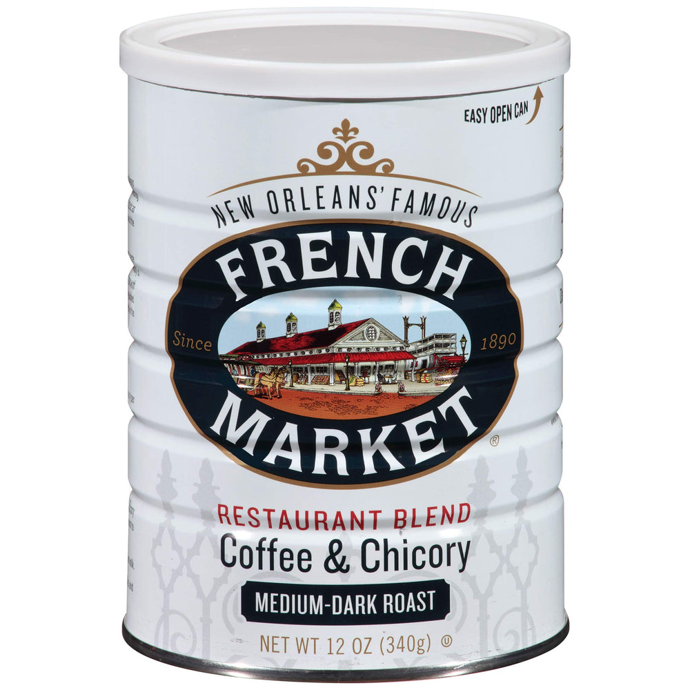 French Market Coffee & Chicory ground pack front showcases bold flavor for morning rituals.
