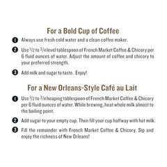 French Market Coffee & Chicory medium-dark roast ground — smooth, caramel notes.