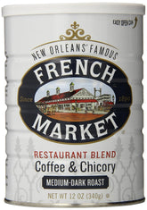 French Market Coffee and Chicory restaurant blend can front view suggests bold morning flavor