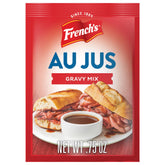 French's Au Jus Gravy Mix 0.75 oz pack of 12, ready-to-use seasoning for pan sauces.