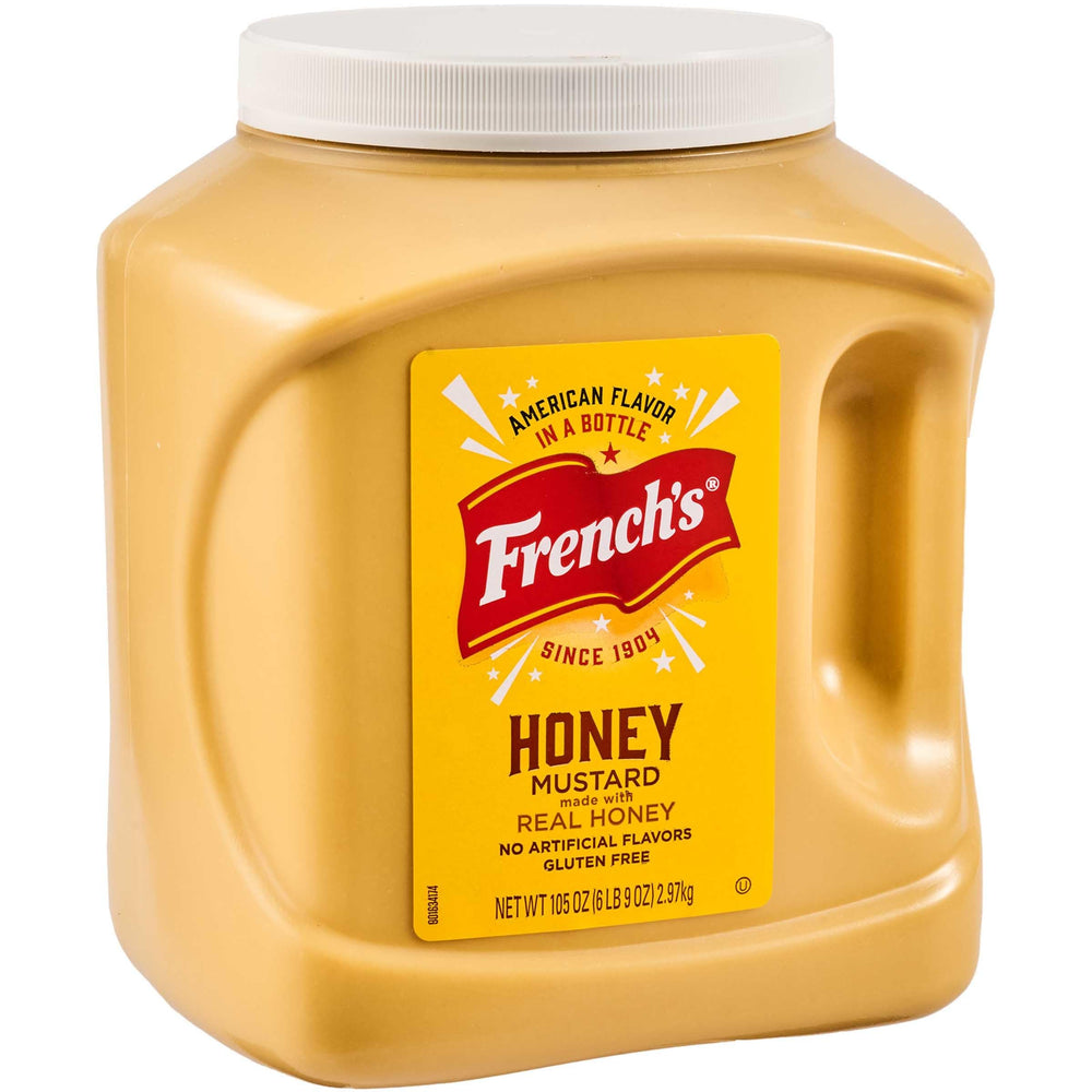 French's Honey Mustard 105oz container, front view, bulk prep ready