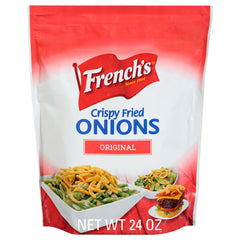 French's Original Crispy Fried Onions bag open, ready to garnish meals.