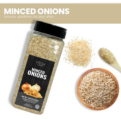 Fresh Finest minced onion flakes dry texture close up for versatile cooking options