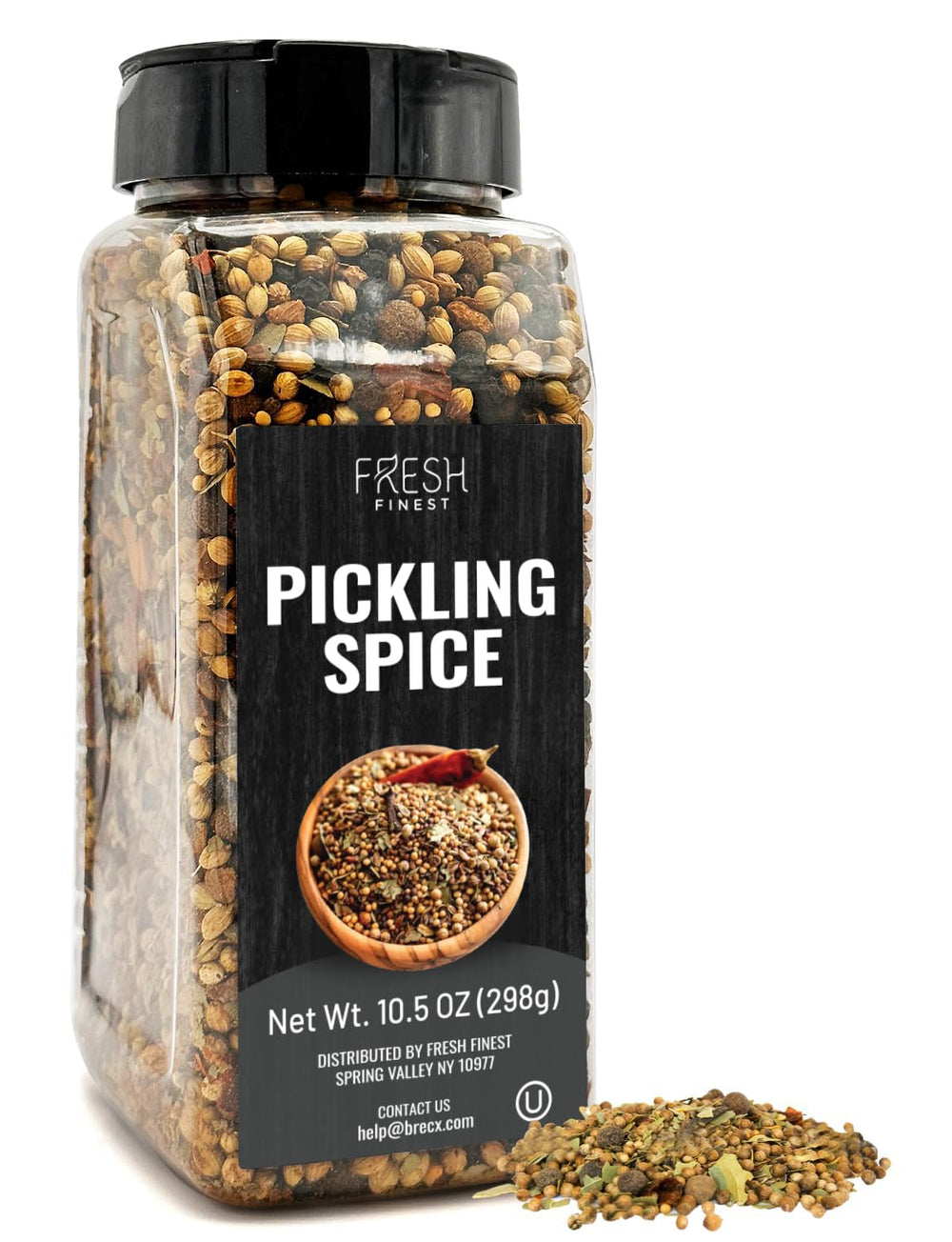 Fresh Finest Pickling Spice jar front for vibrant homemade pickles and canning flavors.