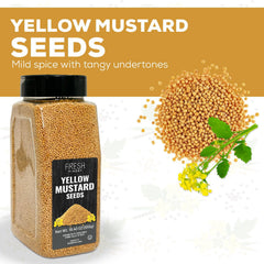 Fresh Finest yellow mustard seeds on a spice rack ready to season recipes.