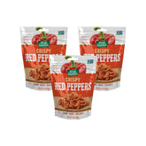 Fresh Gourmet Crispy Red Peppers bag front, resealable for salad freshness