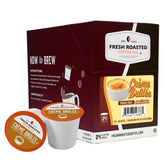 Fresh Roasted Coffee Creme Brulee pod packaging showcases premium aroma for quick single-serve coffee.