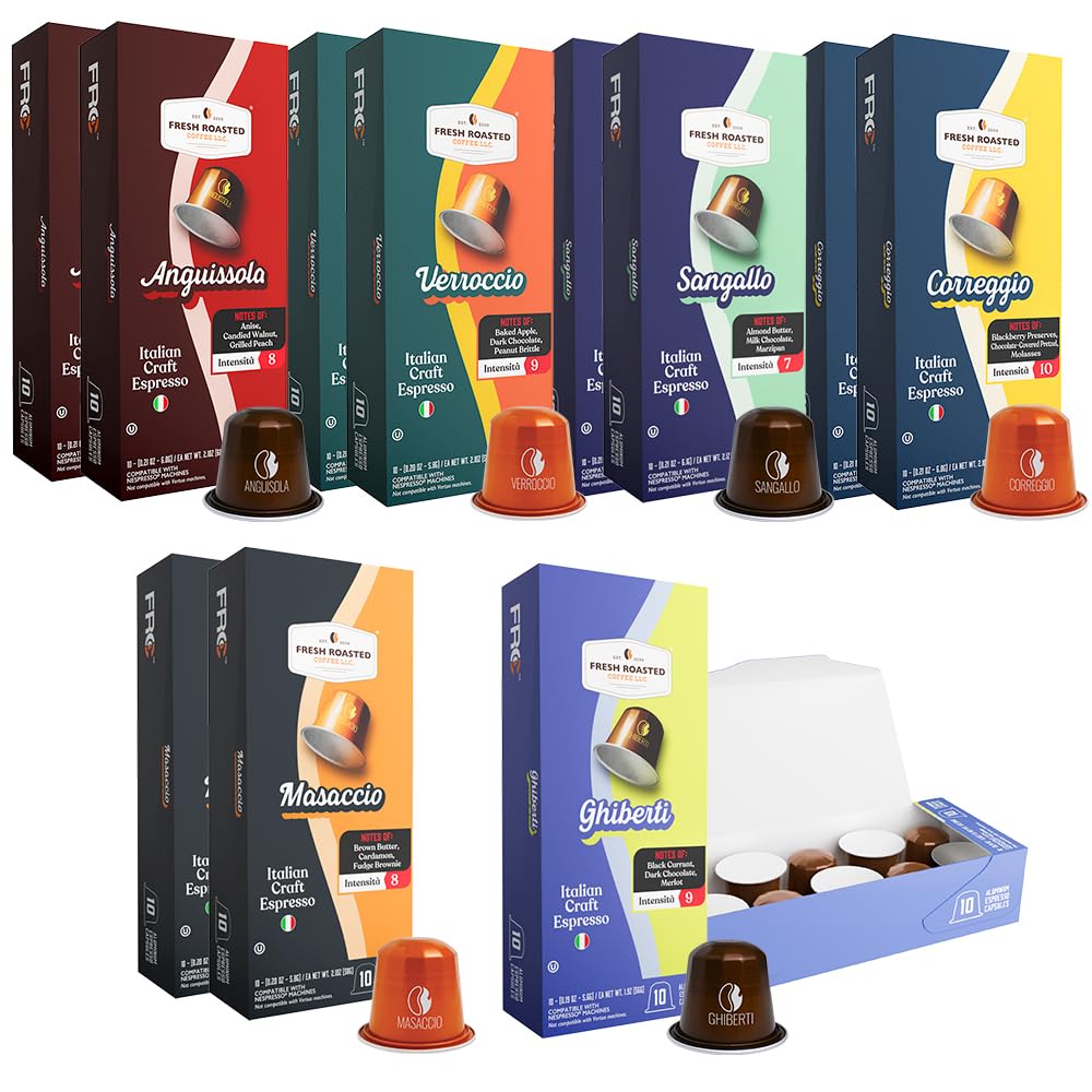 Fresh Roasted Coffee Nespresso OriginalLine pods packaging for quick cafe-style drinks