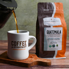 Fresh Roasted Coffee cup steaming showing inviting aroma and balanced flavor