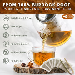 FreshDrinkUS burdock tea steaming cup capturing a comforting moment.