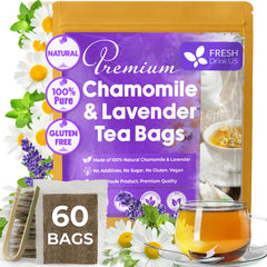 FreshDrinkUS chamomile lavender tea bags in box for evening unwinding.