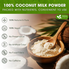 FreshDrinkUS coconut milk powder dissolving in water demonstrates quick, smooth recipe incorporation.