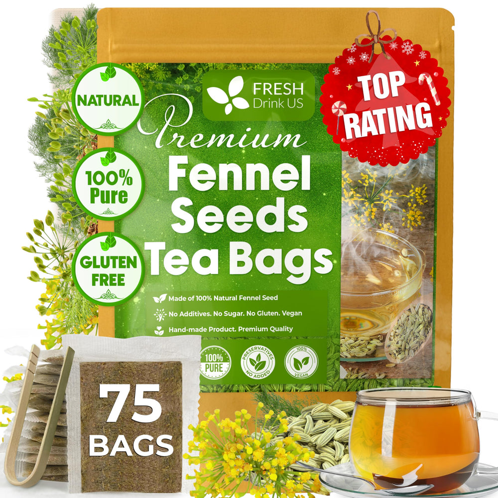FreshDrinkUS fennel tea bags pack with pure herbal aroma.