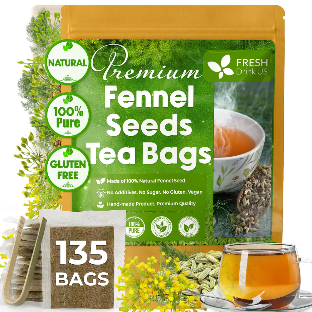 FreshDrinkUS fennel tea bags pack for convenient caffeine-free herbal tea