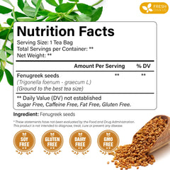 FreshDrinkUS fenugreek tea bag closeup highlights pure fenugreek leaves