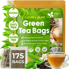 FreshDrinkUS green tea bags in packaging highlight freshness and convenience.