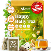 FreshDrinkUS Happy Belly Tea bags in a box for mess-free, caffeine-free sipping.