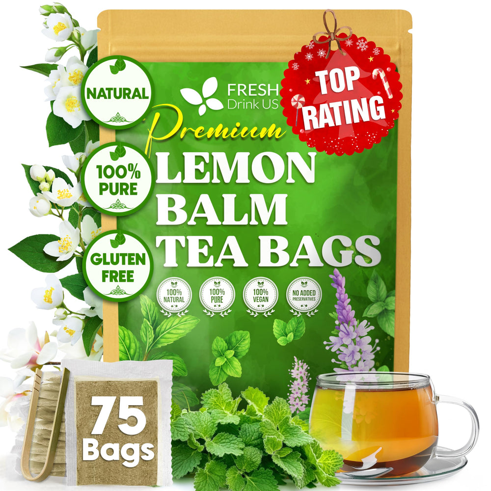 FreshDrinkUS lemon balm tea bags with calming aroma for a refreshing break