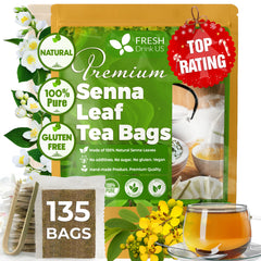 FreshDrinkUS senna leaf tea bags packaging shows eco-friendly design for daily use.