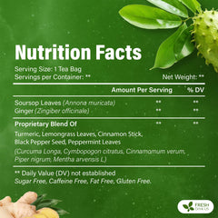 FreshDrinkUS soursop blend with ginger and turmeric aroma in a cup.