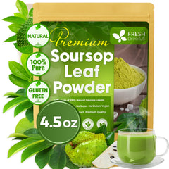 FRESHDRINKUS soursop leaf powder bottle, pure and additive-free for daily use.