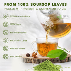 FRESHDRINKUS soursop leaf powder for cake color, natural green tint for desserts.