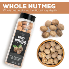 Fresh Finest nutmeg on kitchen display emphasizes pure, additive-free spice.