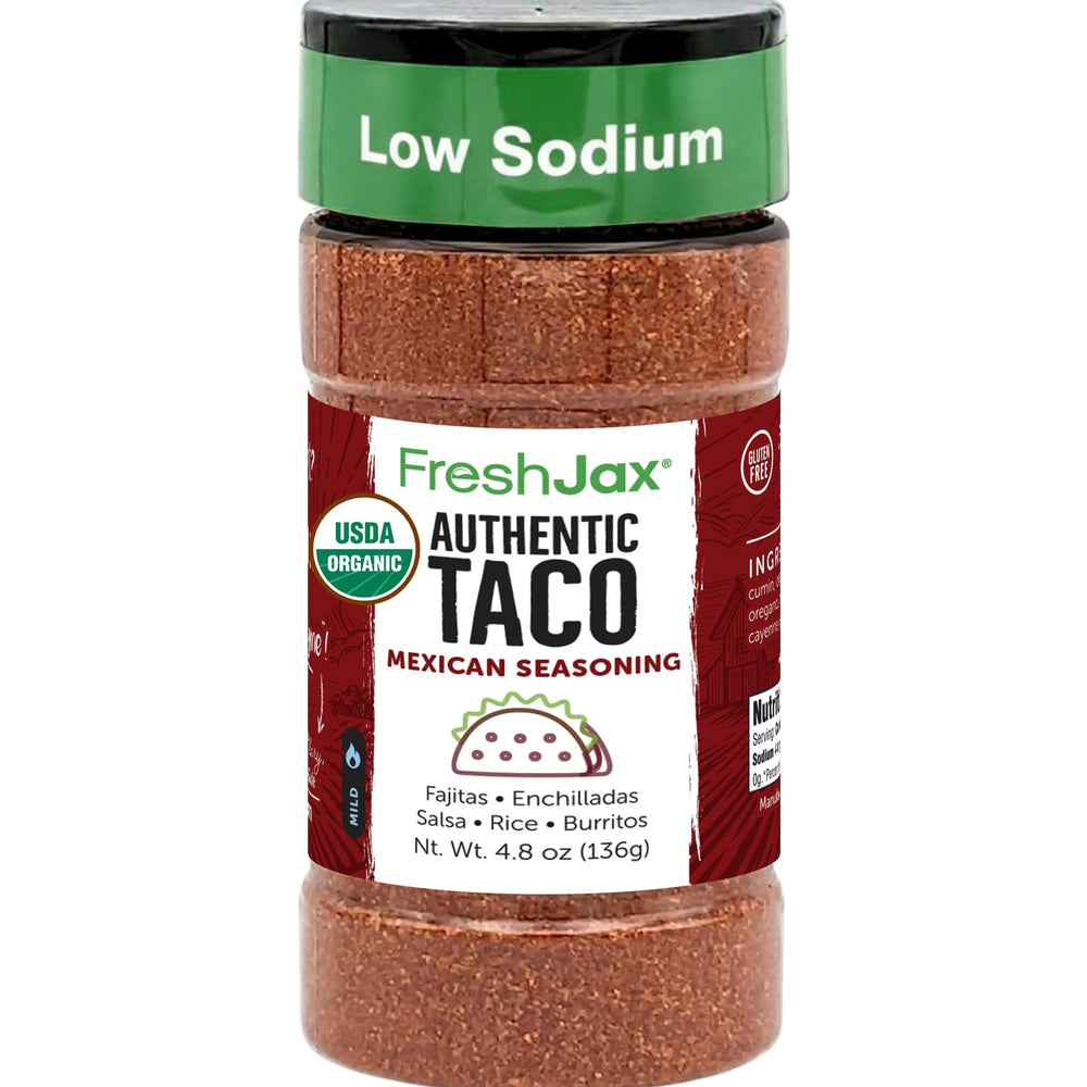 FreshJax Taco Seasoning bottle front view for bold Tex-Mex dinners