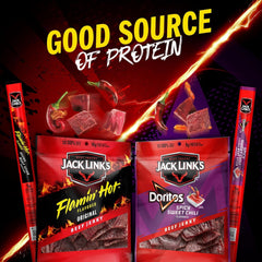 Close-up of Jack Link’s Doritos Meat Sticks with glaze, protein-rich snack for quick energy.