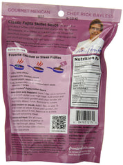 Frontera fajita pouch 8oz shows ingredients list for easy meal planning.