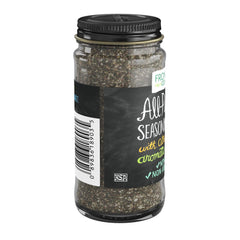 Frontier Co-op all-purpose seasoning jar on counter adds quick flavor for meats and veggies